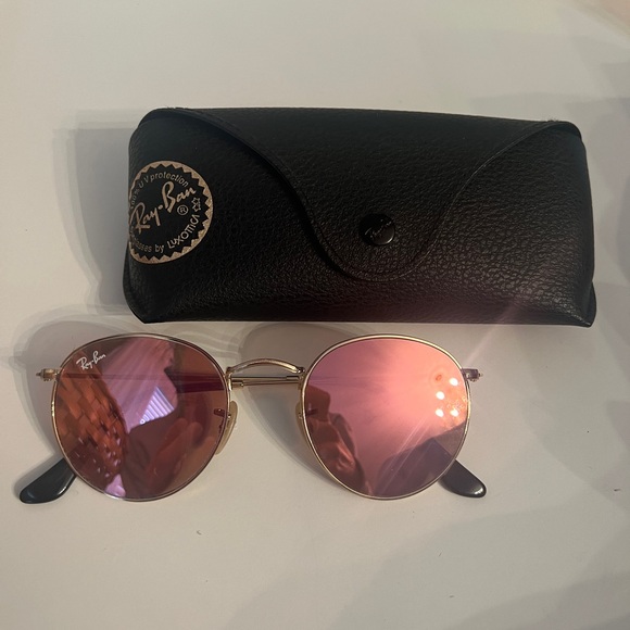 Ray-Ban Gold Sunglasses Round - Picture 2 of 2
